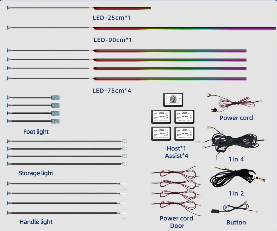 18 in 1 Universal Car Ambient Lighting (Hardwire Kit)