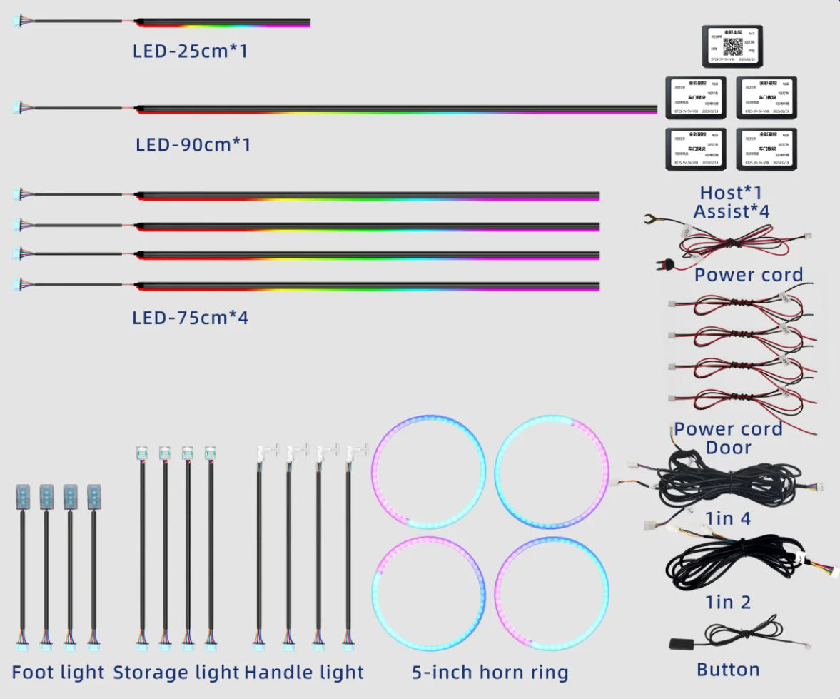 22 in 1 Universal Car Ambient Lighting (Hardwire Kit)