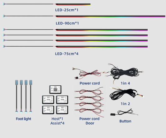 10 in 1 Universal Car Ambient Lighting (Hardwire Kit)